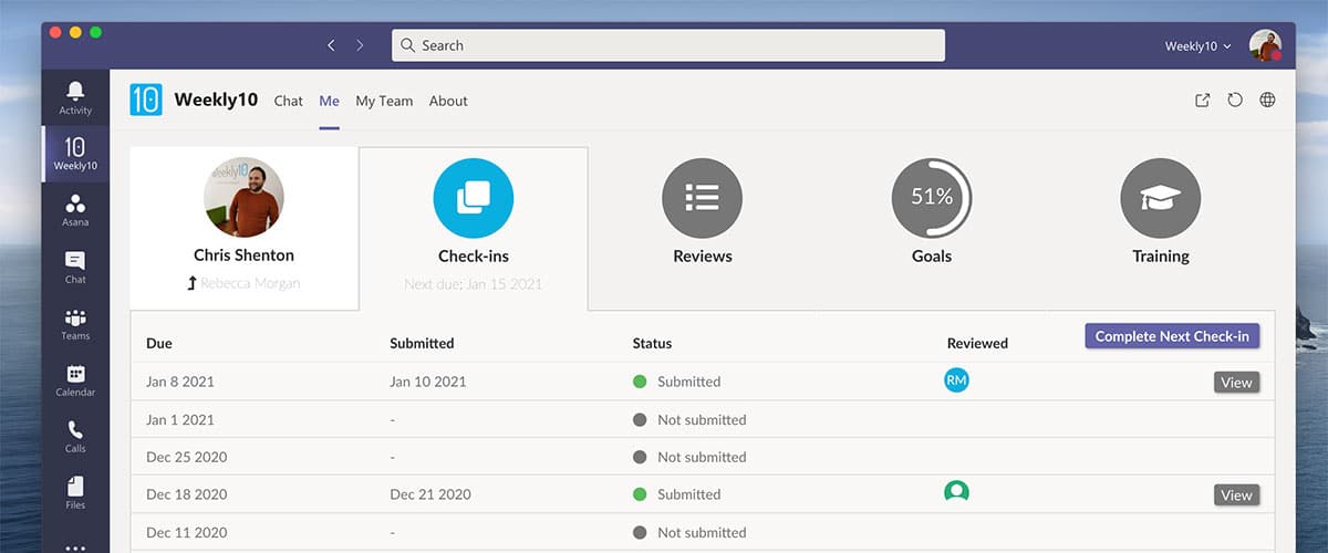 Growing employee engagement using Microsoft Teams and Weekly10